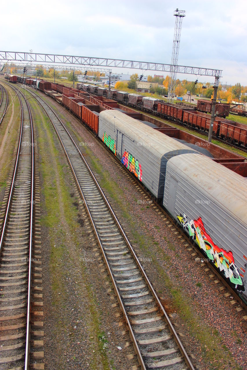 train with graffiti