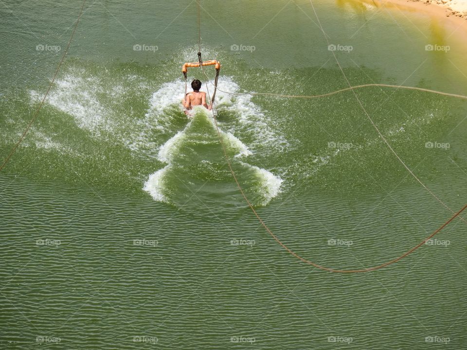 Zip line into water