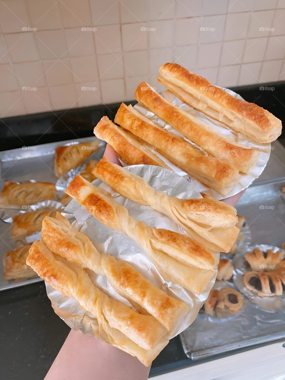 fresh bread stick from oven