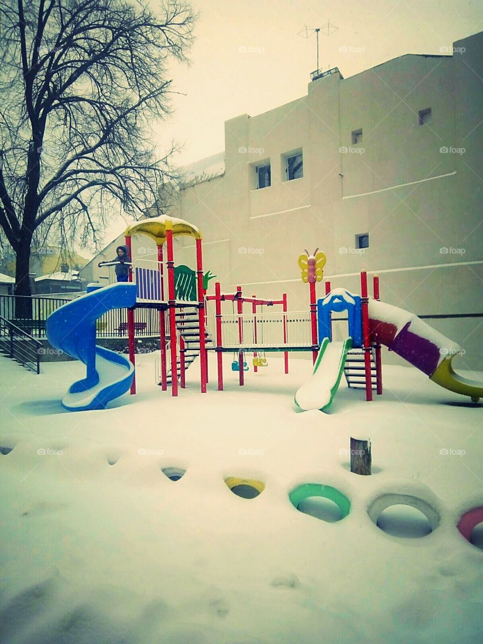 playground in winter