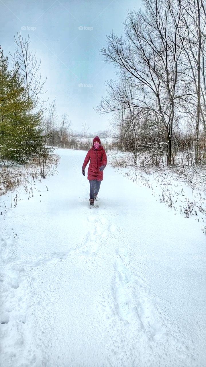 snow shoeing Michigan trail