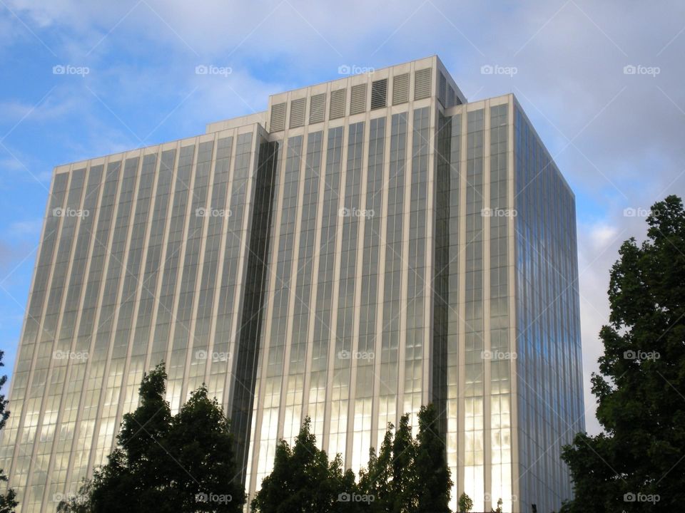 Reflection of light on the city high rise 