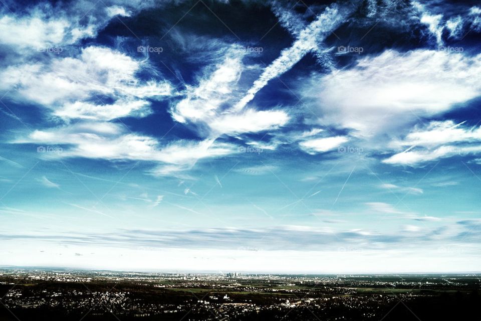 Sky over Frankfurt city