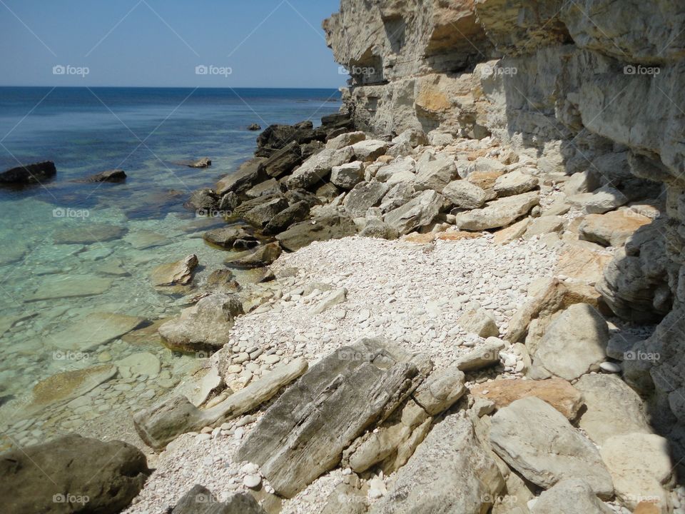 Seashore, Sea, Water, Rock, Beach