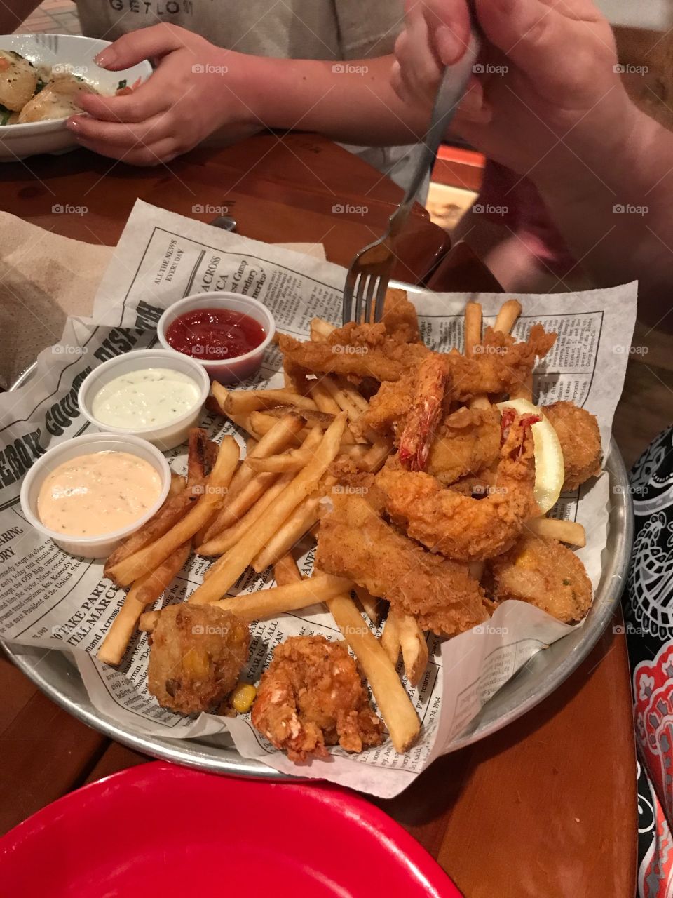 Fried shrimp and french fries