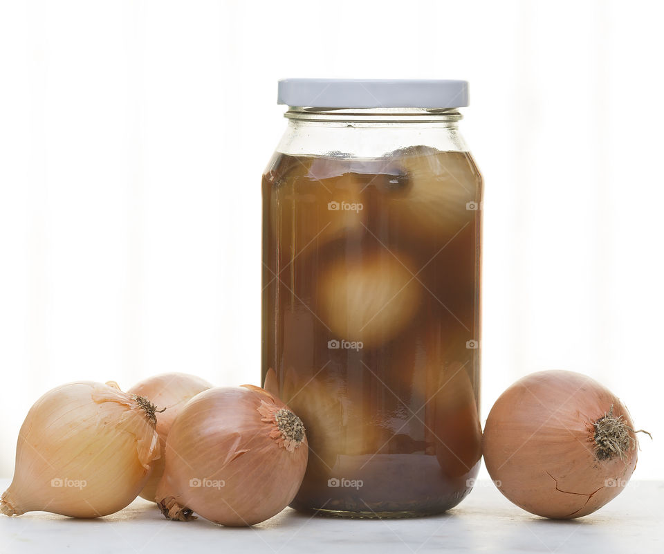 Homemade brown onions pickle