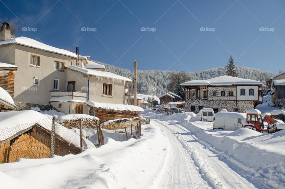 Winter landscape, Ravnogor Village, Bulgaria