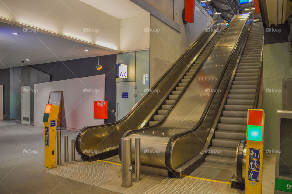 Escalator At The RAI Train And Subway Station Amsterdam The Netherlands