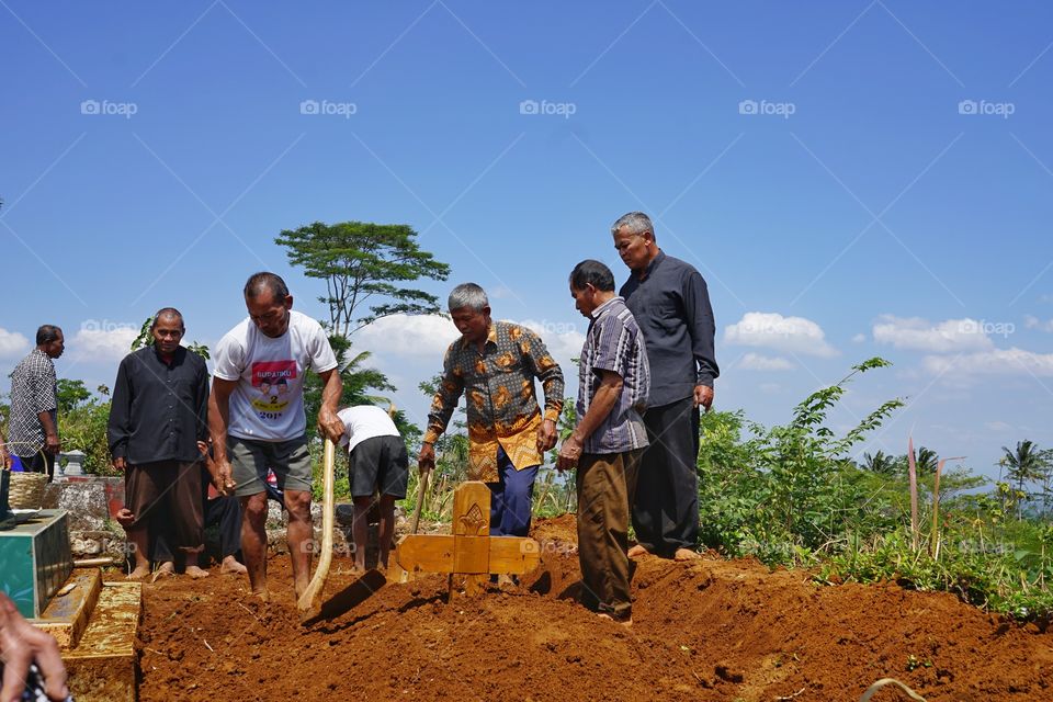 funeral procession in a javanese village og Indonesia