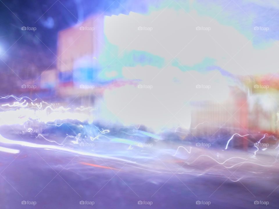 City night lights perspective blurred by high speed of the car. Abstract City night lights. Background and texture.