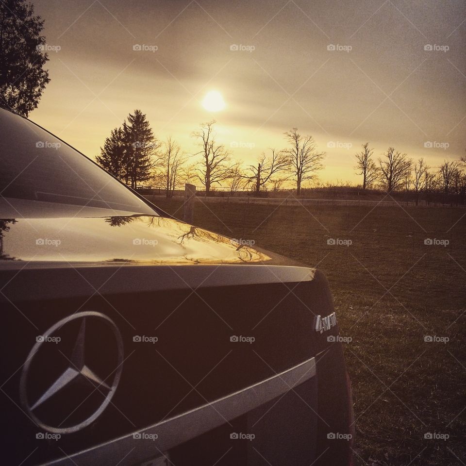 Mercedes at sunrise