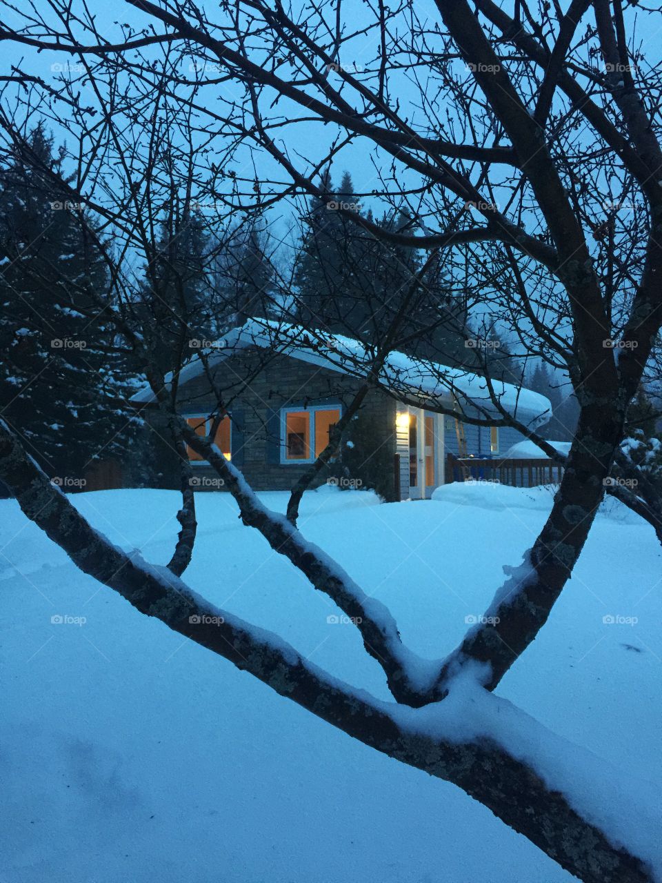 Small house in cold weather 