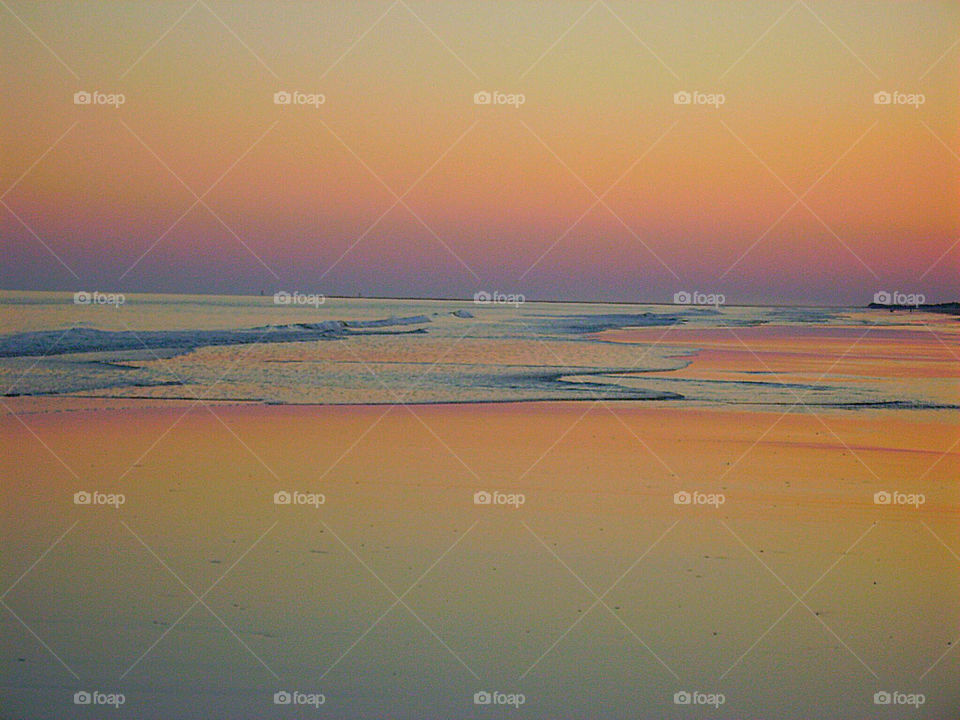 beach sunset waves pastel by silkenjade