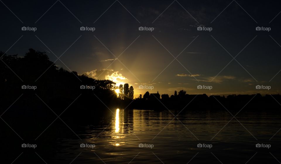 View of lake sempach during sunset