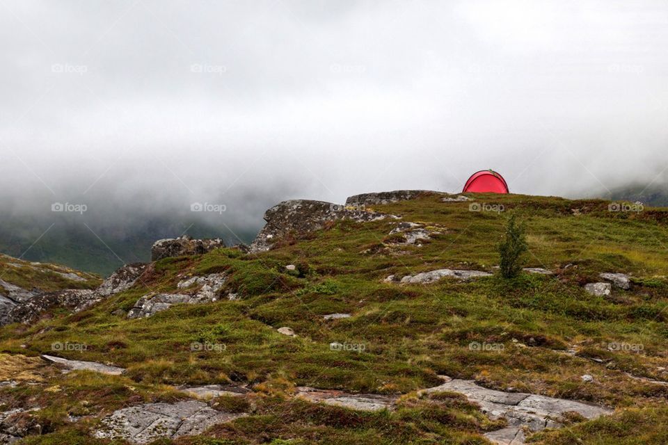 Camping in fog