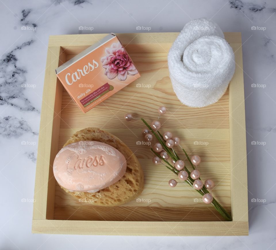 Caress soap flat lay 