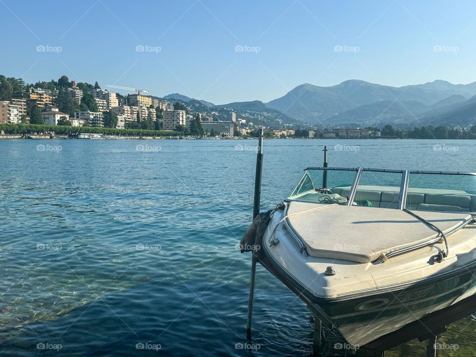 White boat in the harbour 