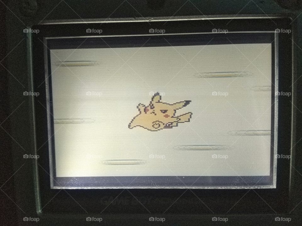 Pikachu flying in on the start screen of Pokémon Yellow