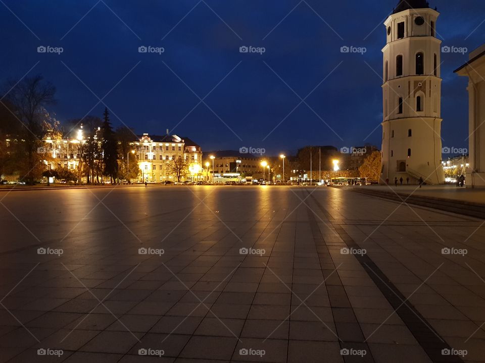 Beautiful old town in the dark.