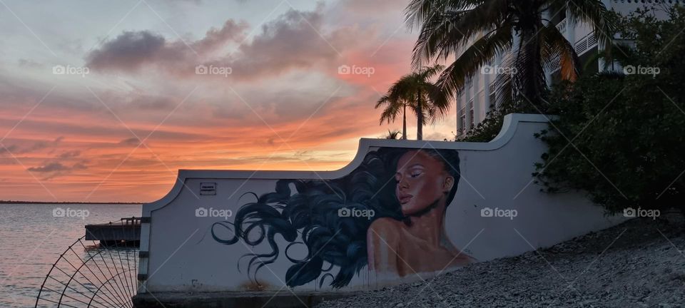 streetart bonaire sunset