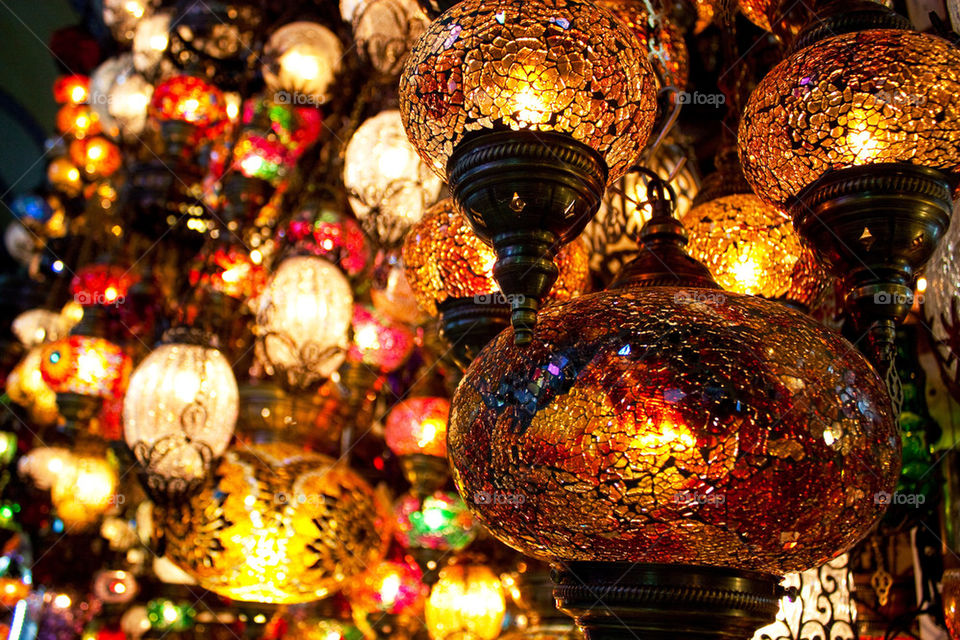 Close-up of istanbul lamps