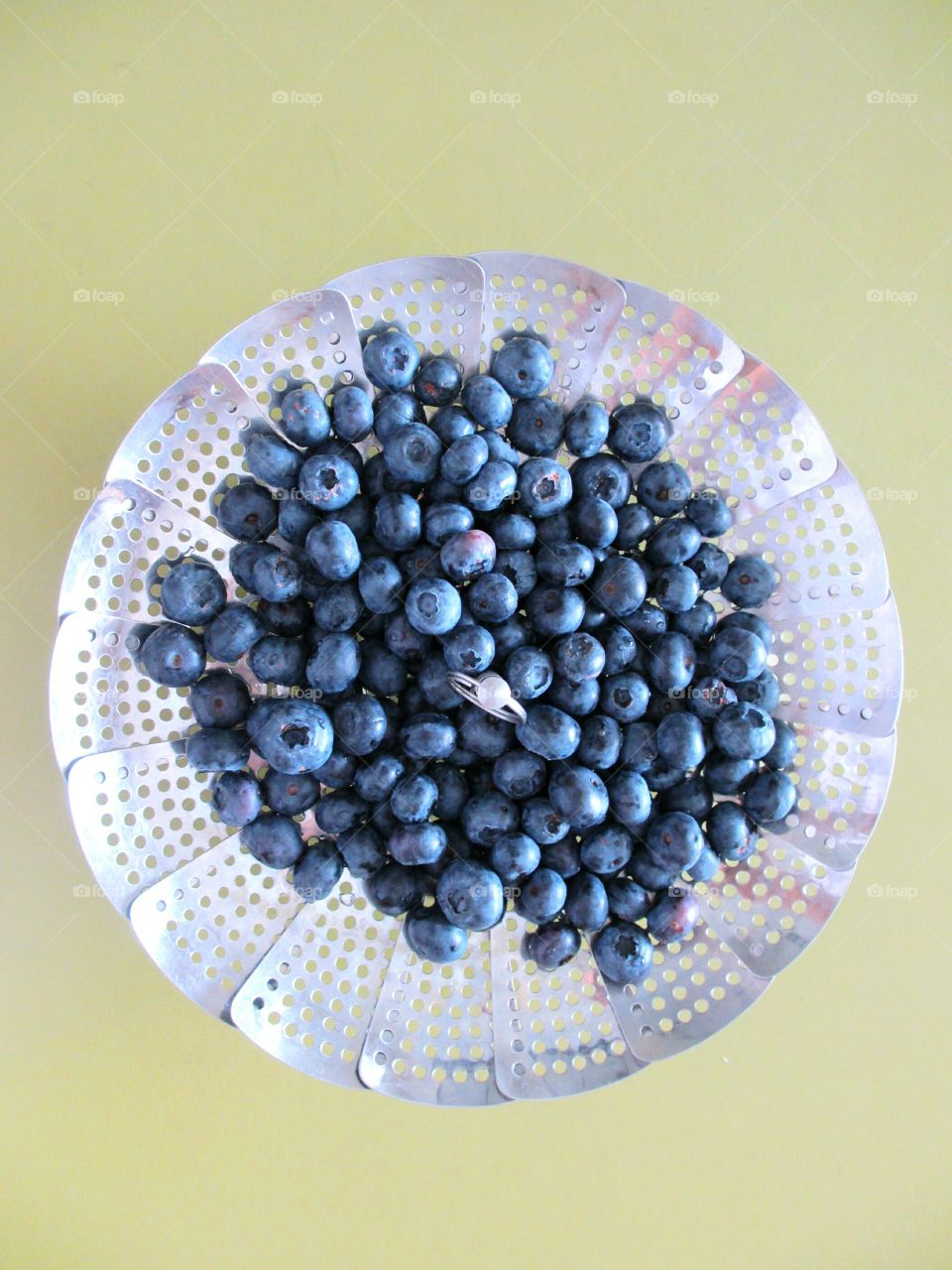 Blueberries in sieve