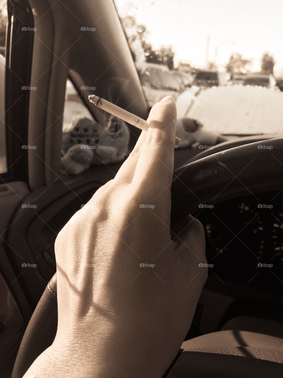 Stress smoking going to work