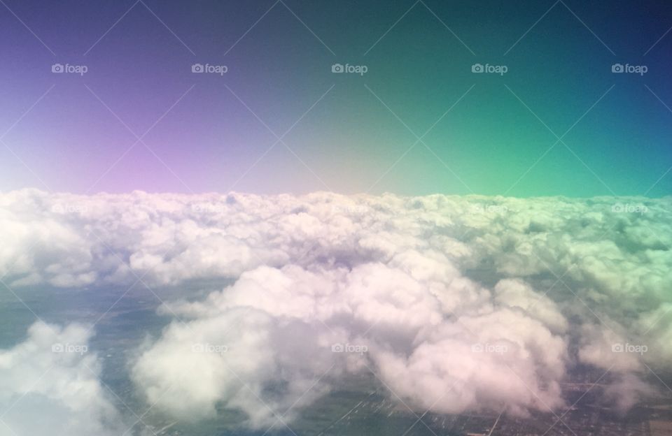 Rainbow sky above the clouds