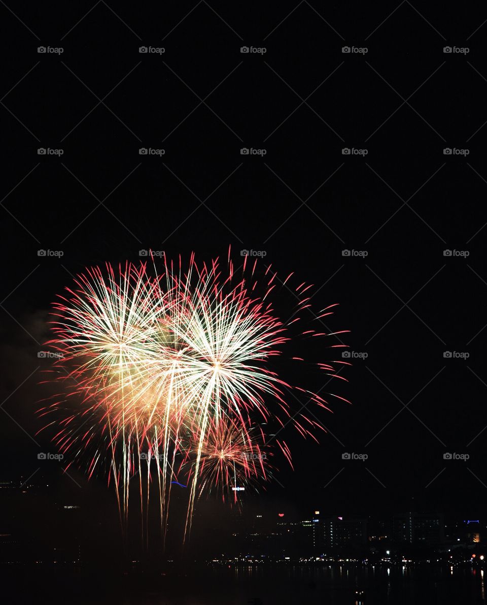 View of firework display during New Year