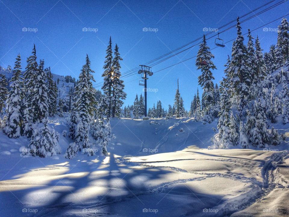 Ski lift on the mountain 