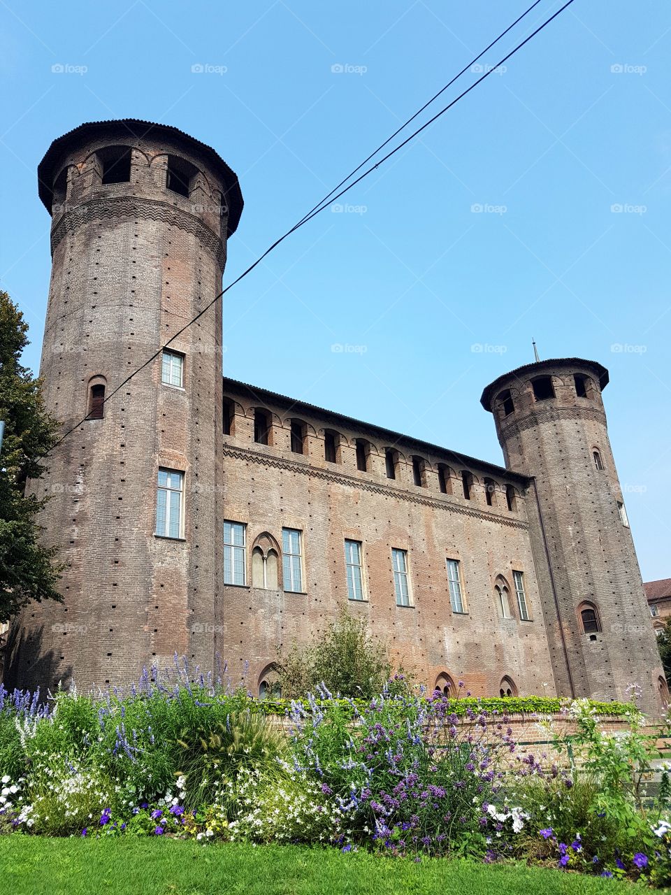 Ancient castle in the center of Turin in a sunny spring day
