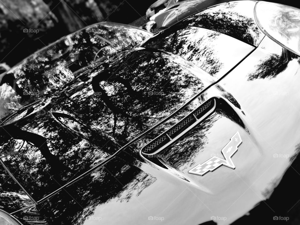 black white corvette car