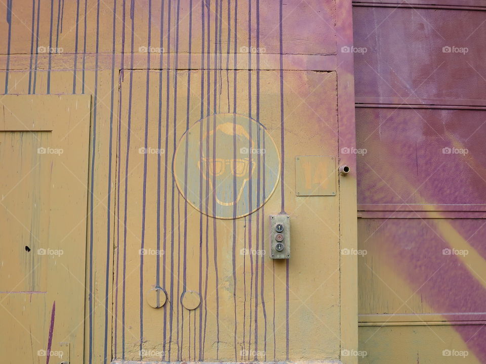 Close-up of industrial metal door