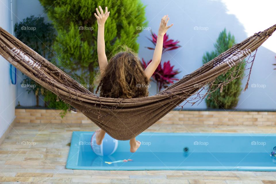 Relaxing in the pool area