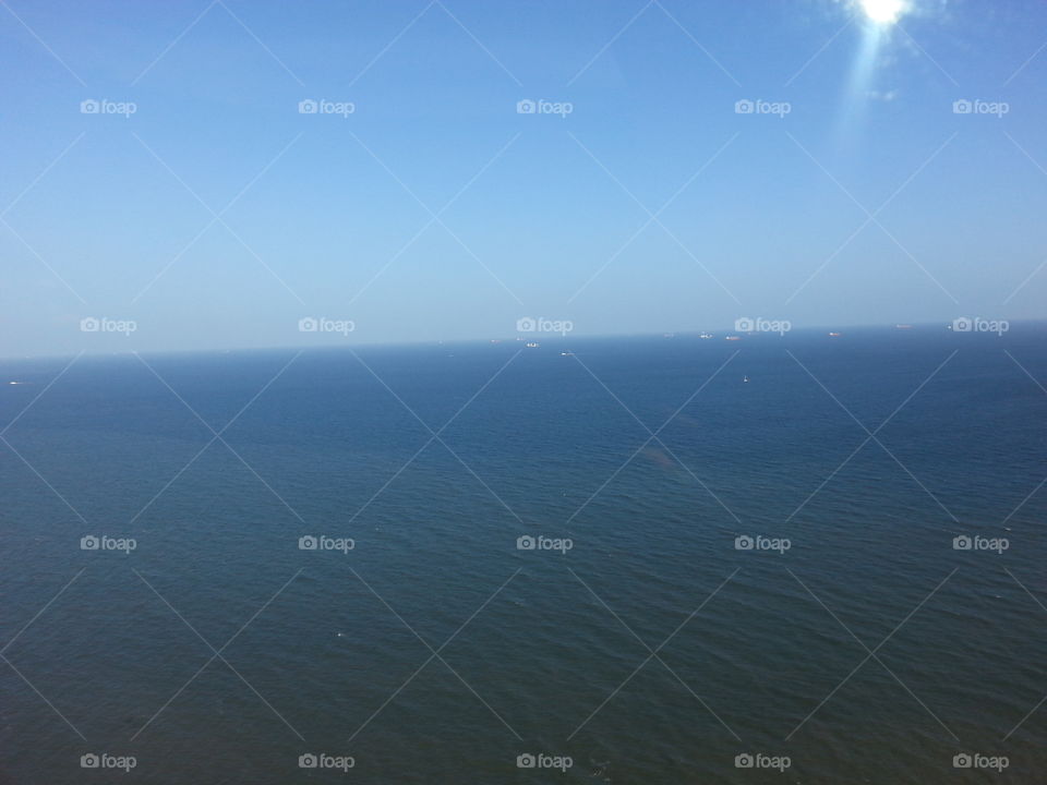beautiful ocean and sky view from helicopter