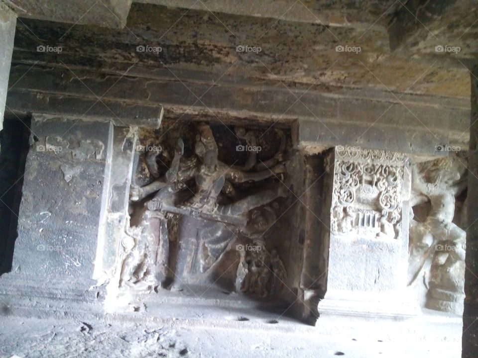 Ancient Cave of Ellora in India
excavated almost 1500yers i.e. 500 to 700 A.D.
Hindu Goddess Saraswati  statue in Cave no 15
