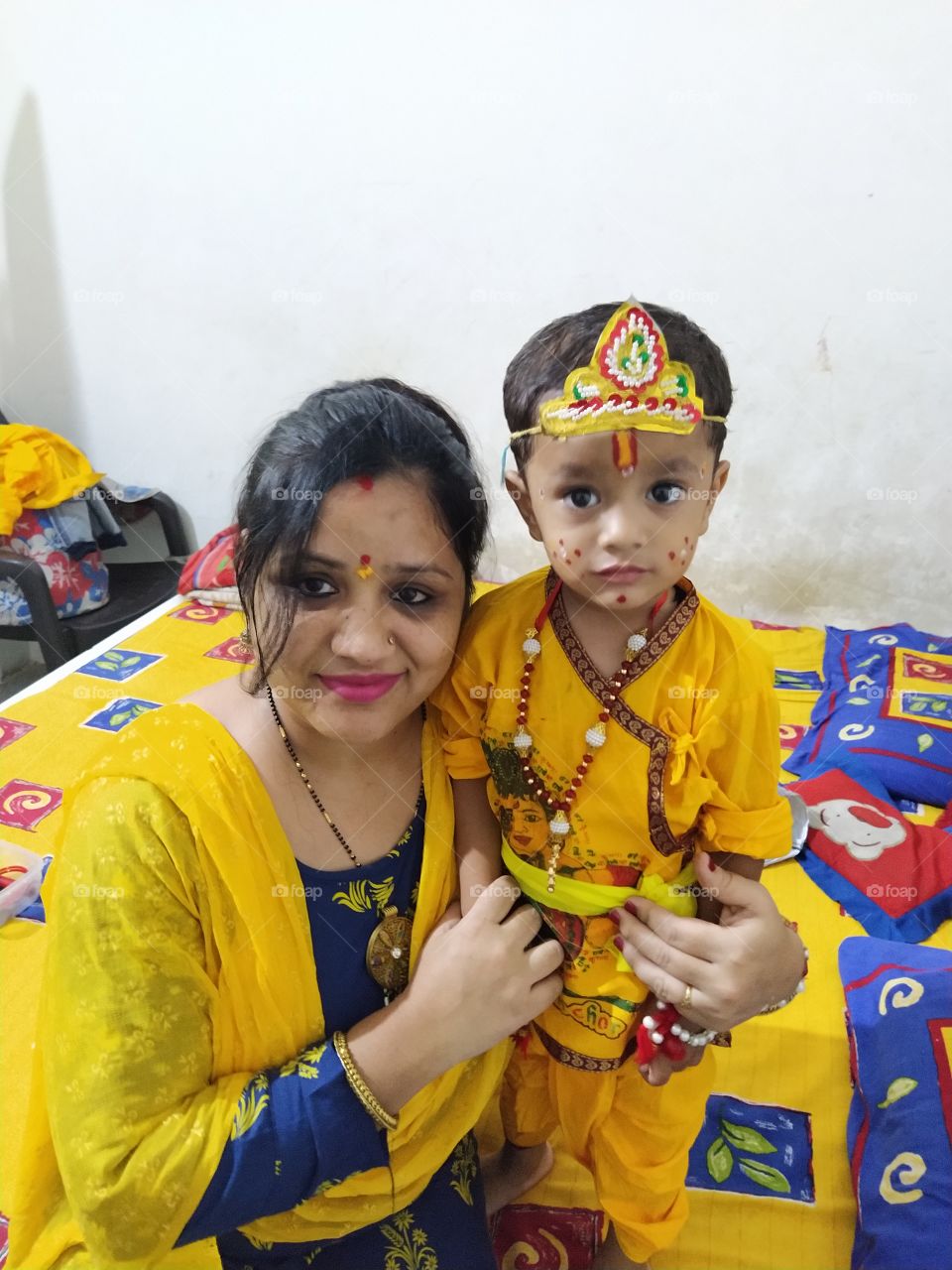 Little Krishna With Mom