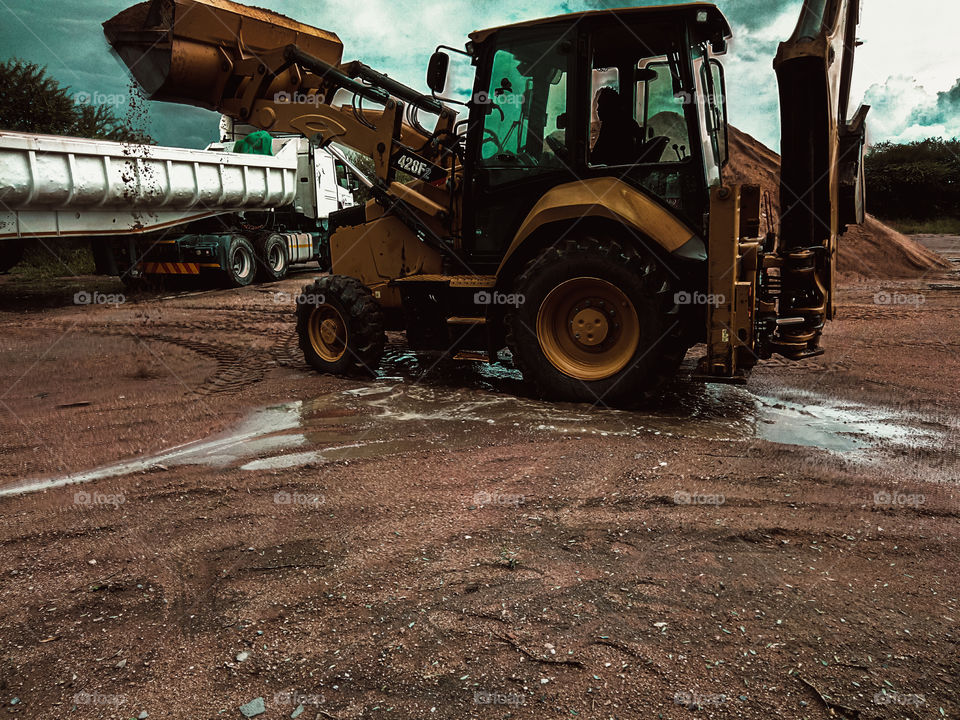 view of heavy-duty vehicle doing work