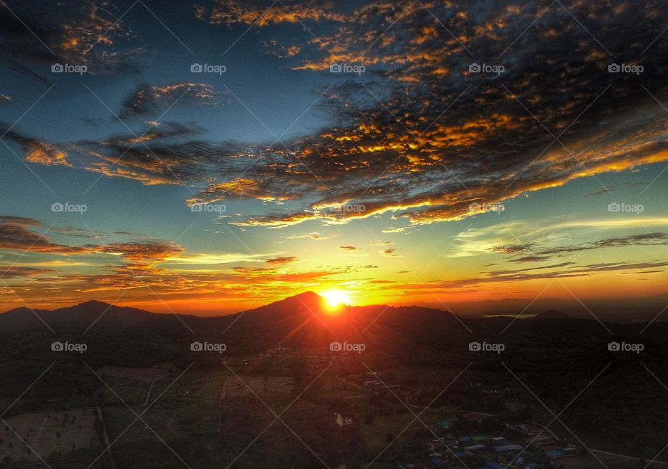 Sunset and Mountains. Sunset behind the mountains in Rayong Province , Thailand