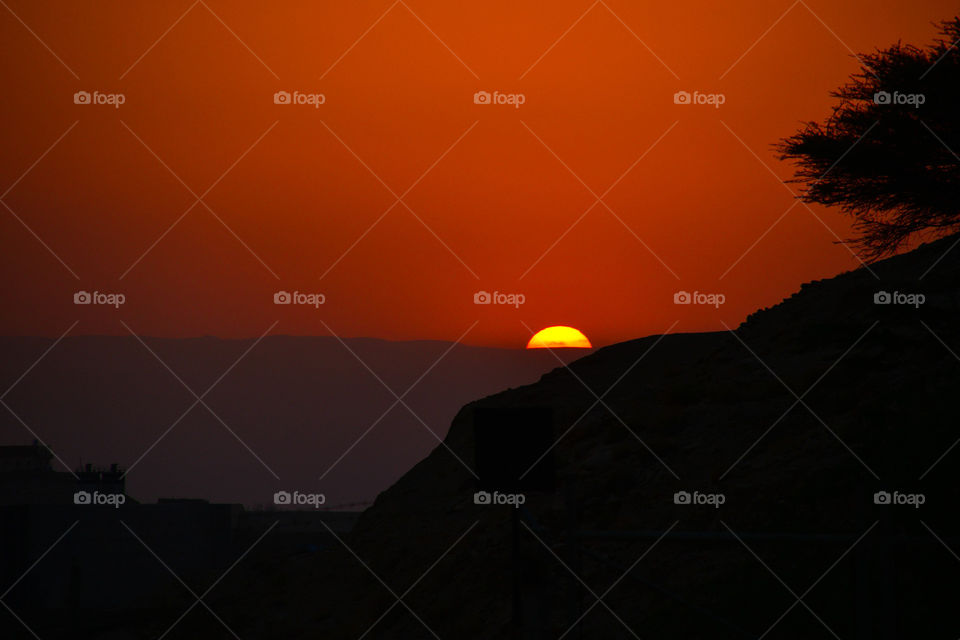 Arabian sunset over the Dead Sea