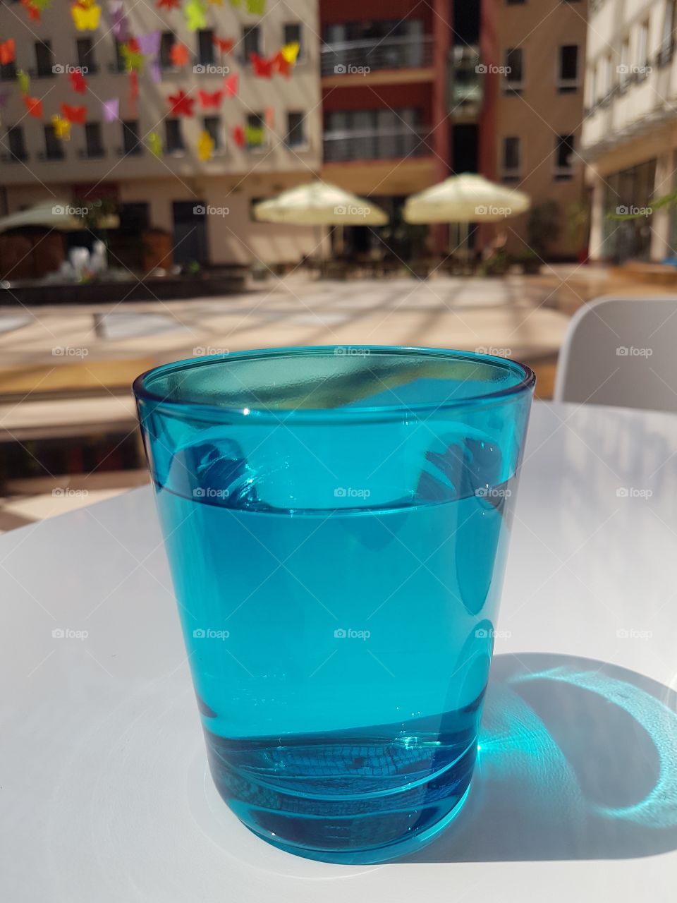 glass of water on a table