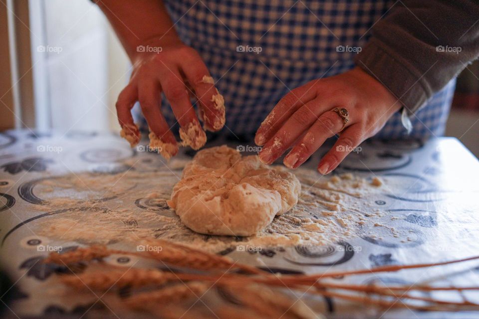 Kneading bread dough