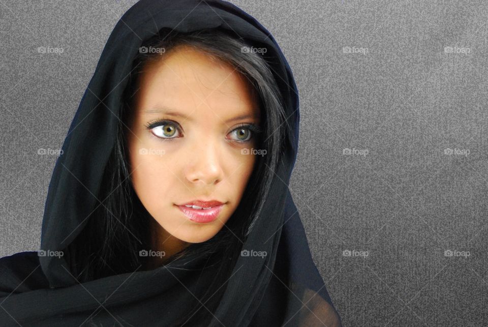 Young woman with scarf
