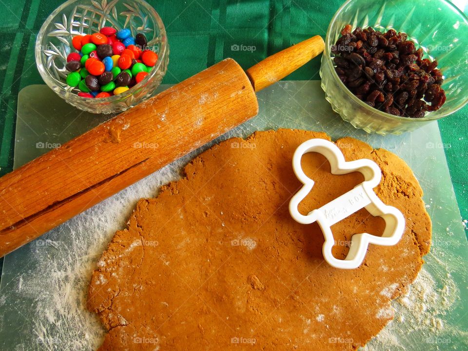 Gingerbread cookie being prepared.