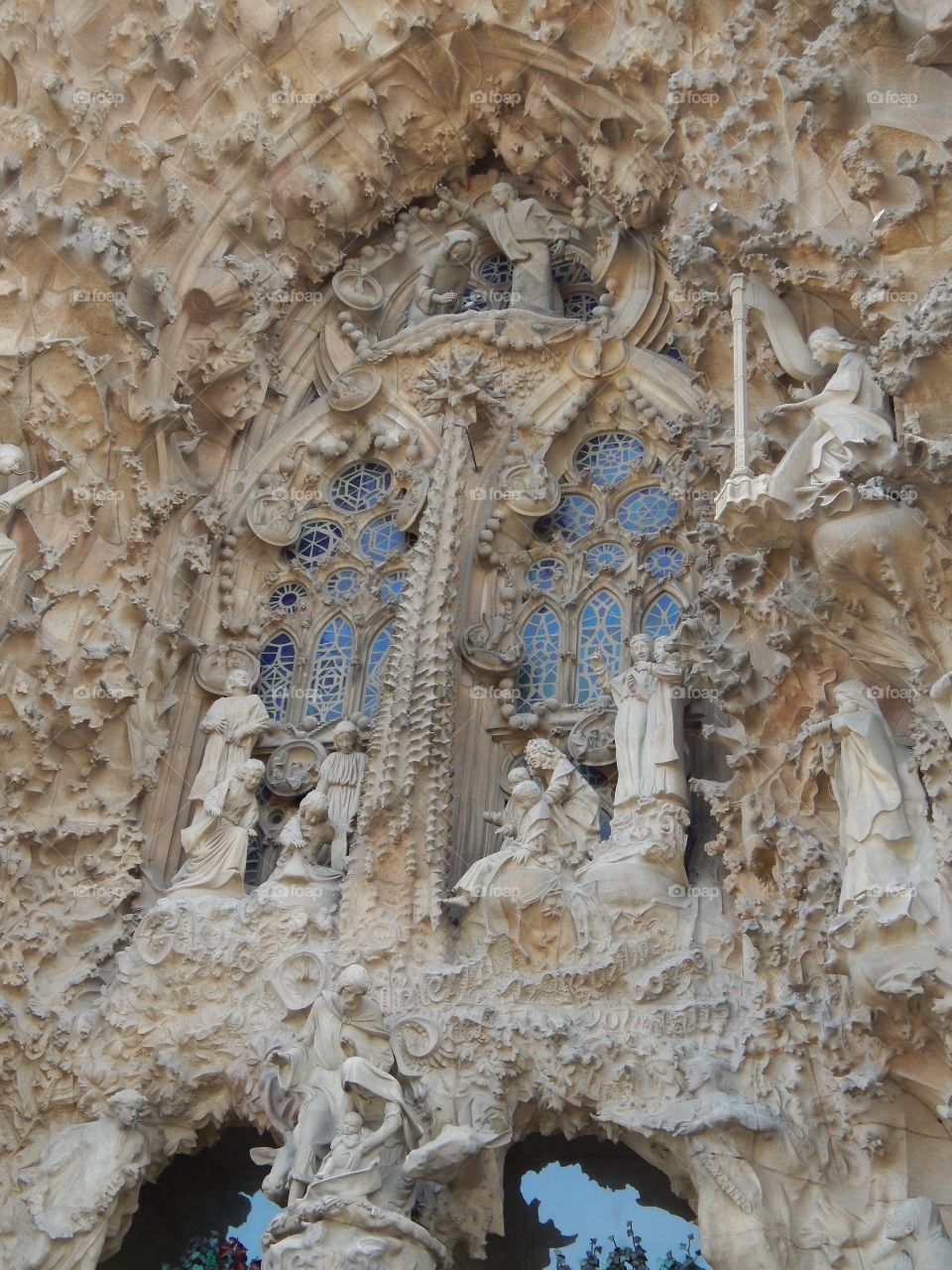 Close up of the window of sagrada familia church 