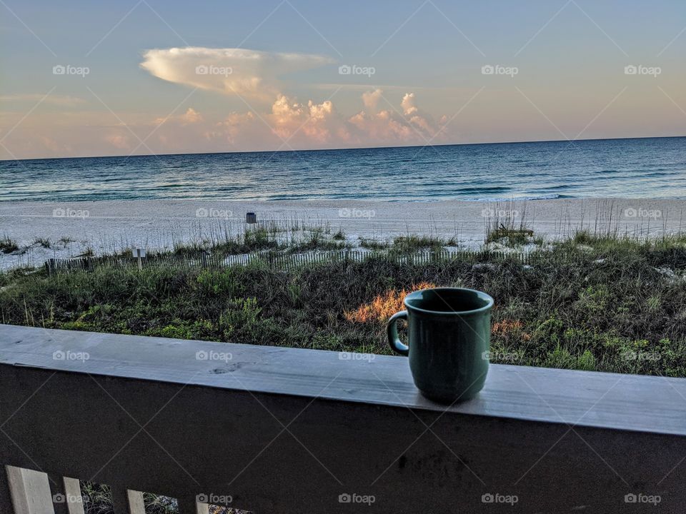 sunrise coffee at the beach