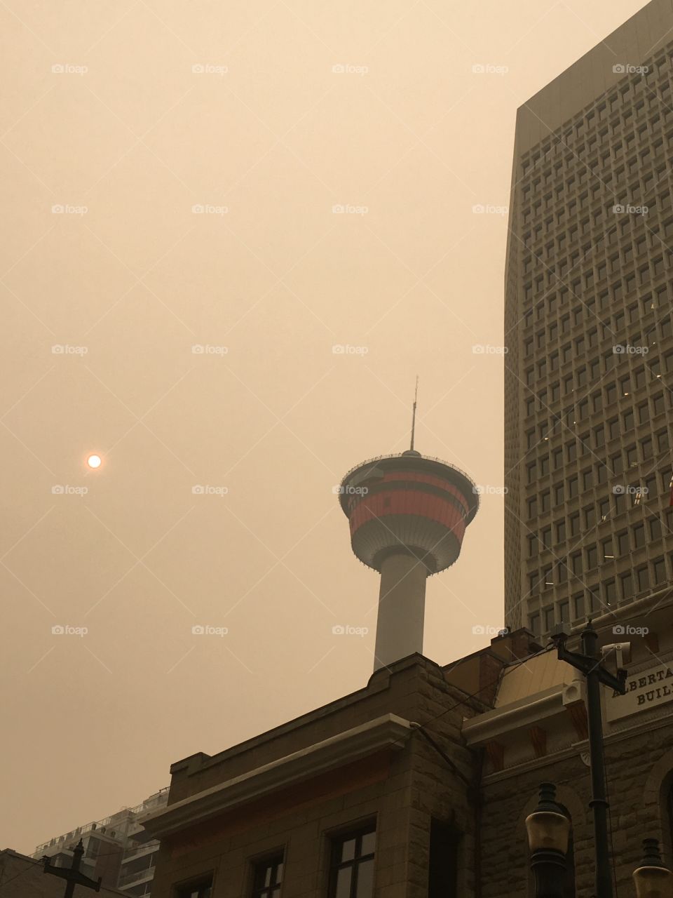 Calgary tower on a Smokey day 