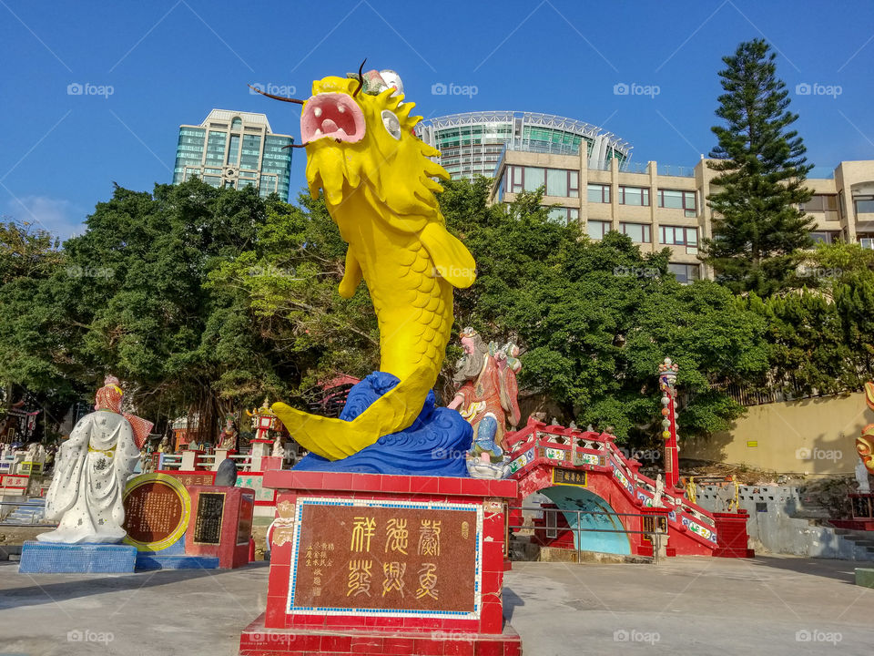 The traditional Chinese New Year decorations in the Repulse Bay district, Hong Kong