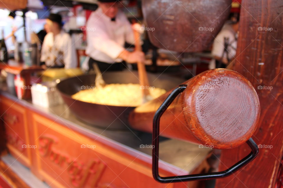 big pot full of soup in cooking at the festival