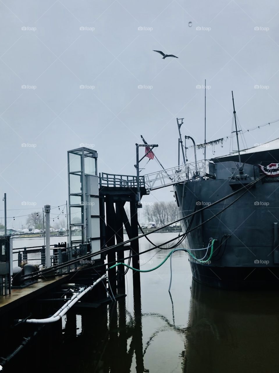 American flag on a ship